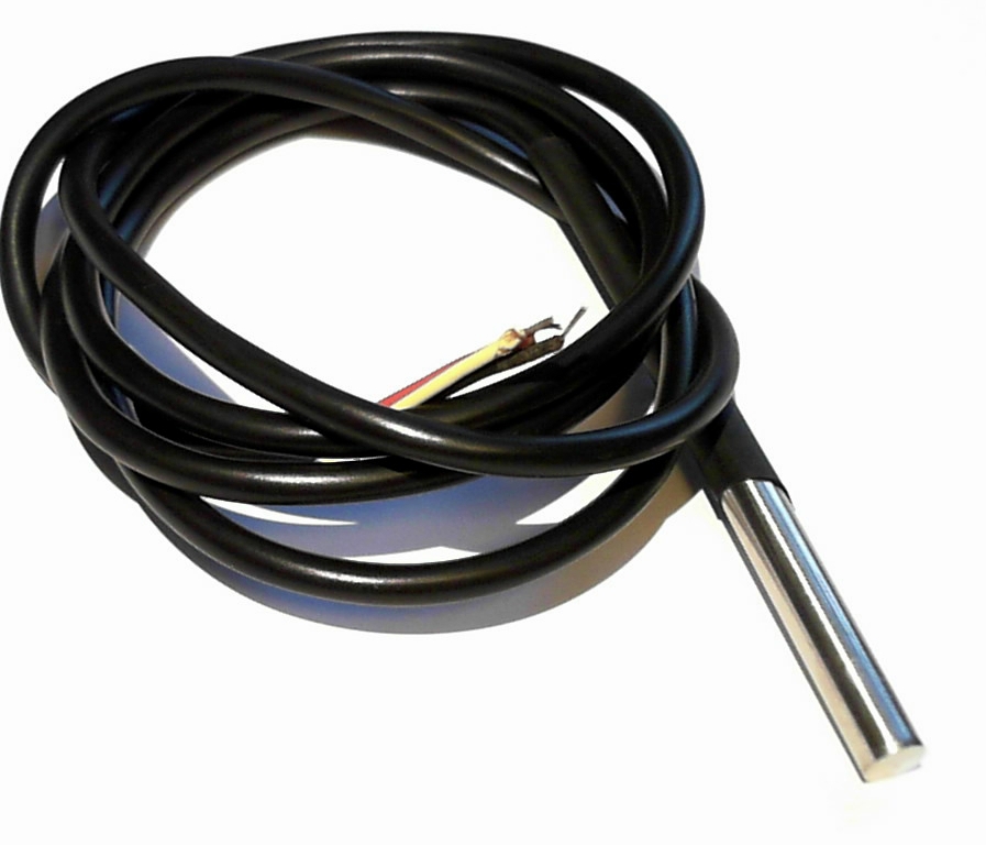 Термодатчик DS18B20 в мет. оболочке на проводе L=150 см с разъемом Jack 3,5мм (штекер), цвет черный